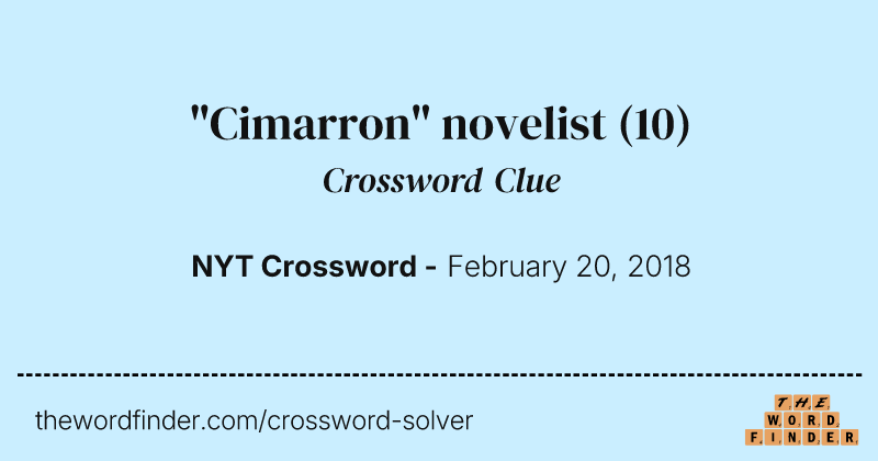 "Cimarron" novelist crossword clue image