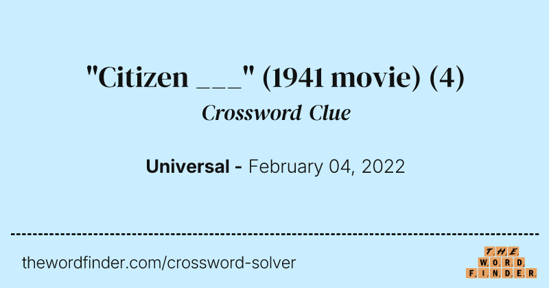 "Citizen ___" (1941 movie) crossword clue image