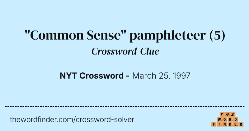 "Common Sense" pamphleteer crossword clue image