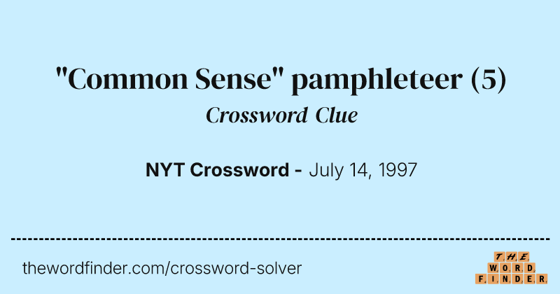 "Common Sense" pamphleteer crossword clue image