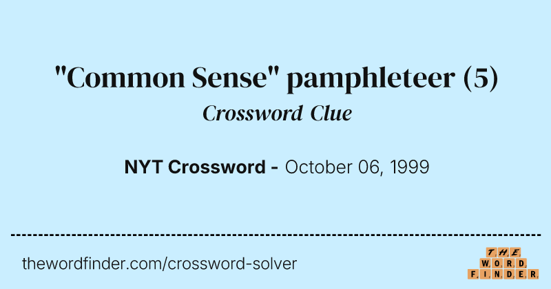 "Common Sense" pamphleteer crossword clue image