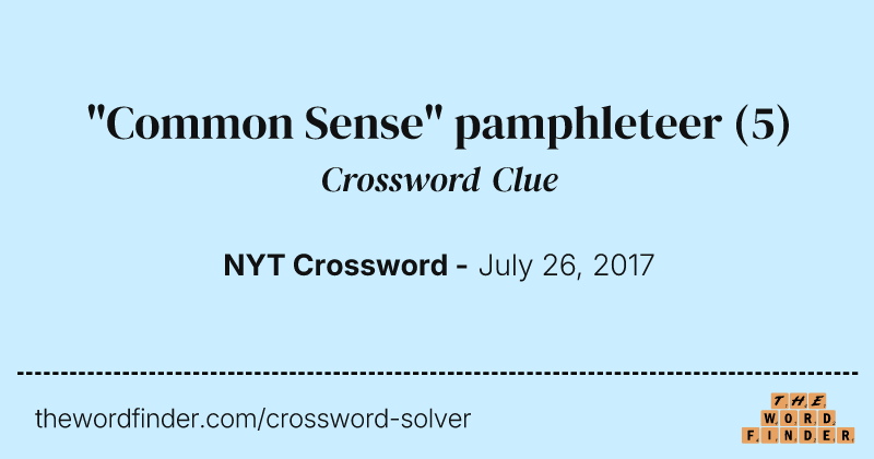 "Common Sense" pamphleteer crossword clue image