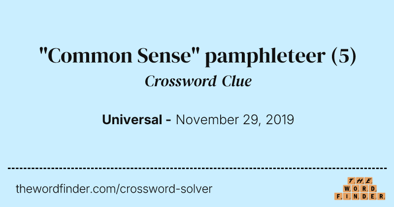 "Common Sense" pamphleteer crossword clue image