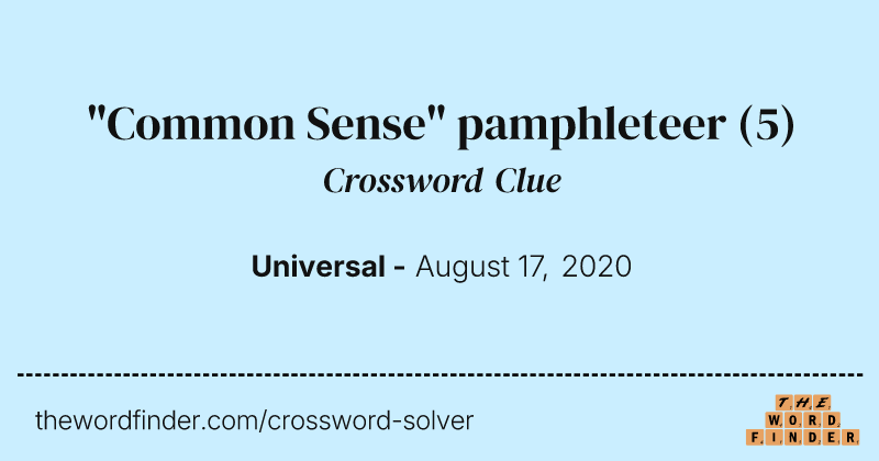 "Common Sense" pamphleteer crossword clue image