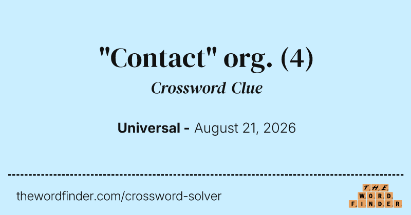 "Contact" org. crossword clue image