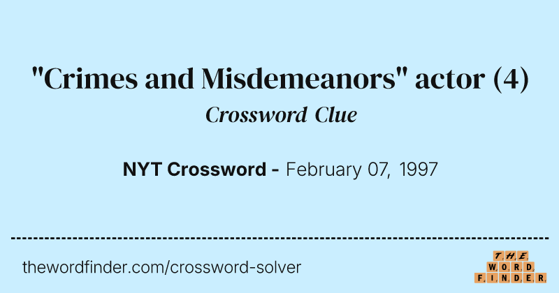 "Crimes and Misdemeanors" actor crossword clue image
