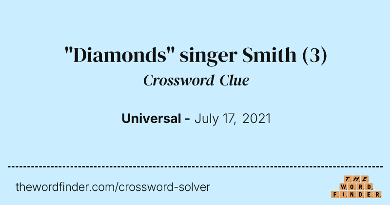 "Diamonds" singer Smith crossword clue image