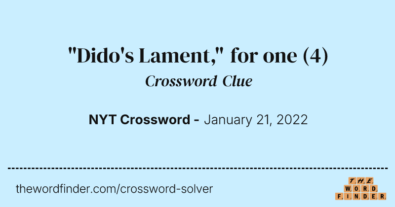 "Dido's Lament," for one crossword clue image