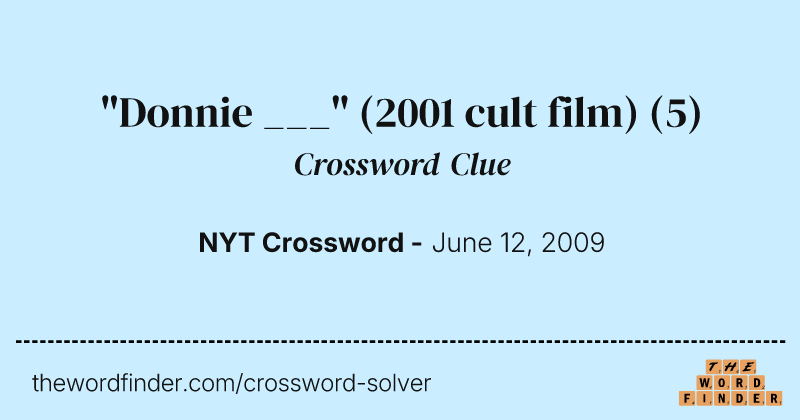 "Donnie ___" (2001 cult film) crossword clue image