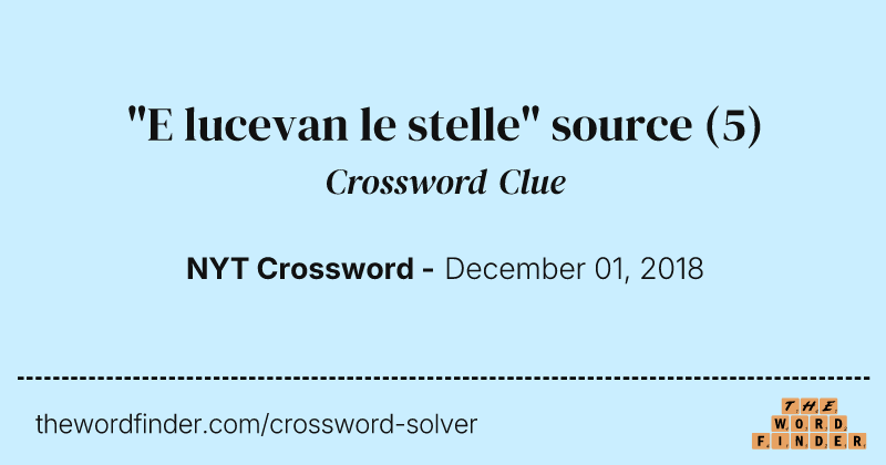 "E lucevan le stelle" source crossword clue image