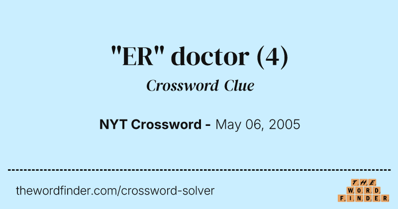 "ER" doctor crossword clue image
