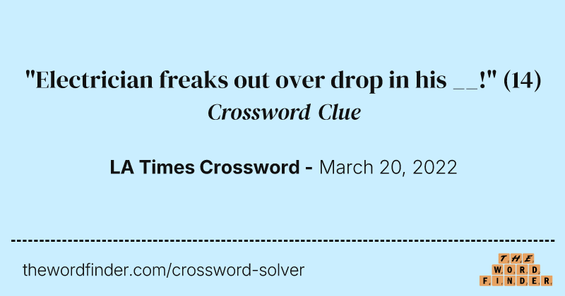 "Electrician freaks out over drop in his __!" crossword clue image