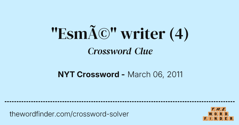 "Esmé" writer crossword clue image