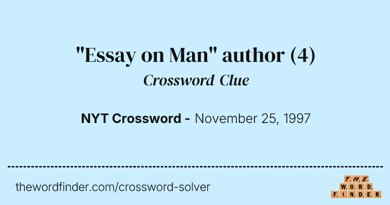 "Essay on Man" author crossword clue image