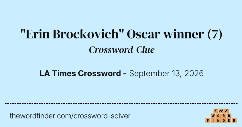 "Erin Brockovich" Oscar winner crossword clue image