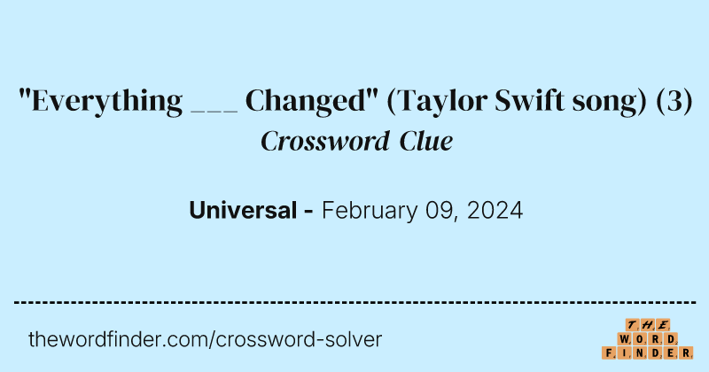 "Everything ___ Changed" (Taylor Swift song) crossword clue image