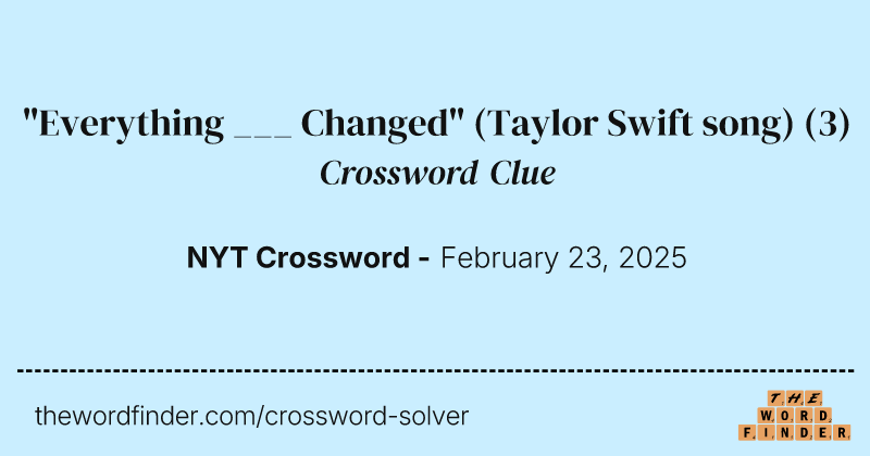 "Everything ___ Changed" (Taylor Swift song) crossword clue image