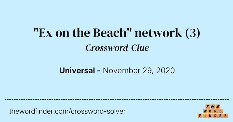 "Ex on the Beach" network crossword clue image