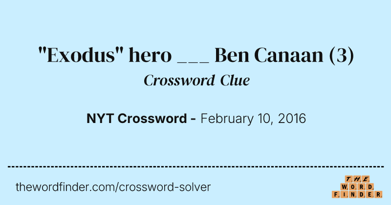 "Exodus" hero ___ Ben Canaan crossword clue image