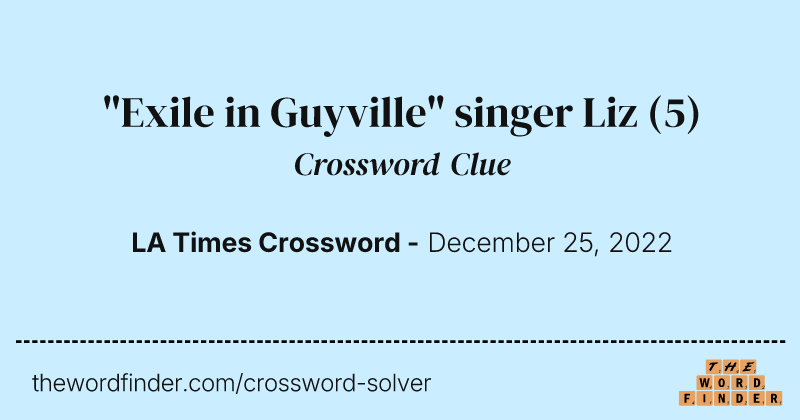 "Exile in Guyville" singer Liz crossword clue image