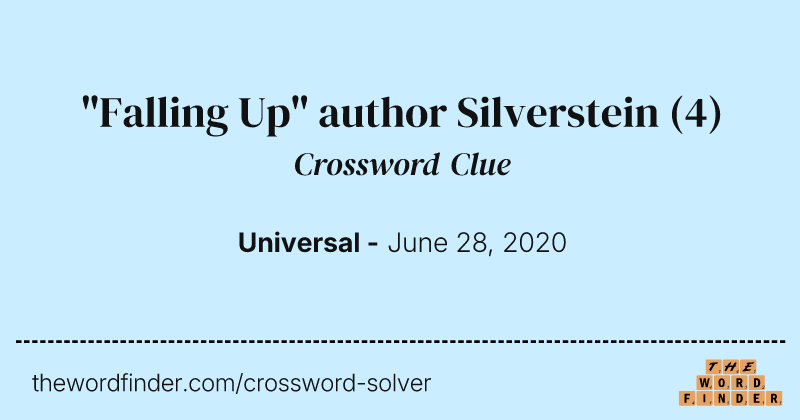 "Falling Up" author Silverstein crossword clue image