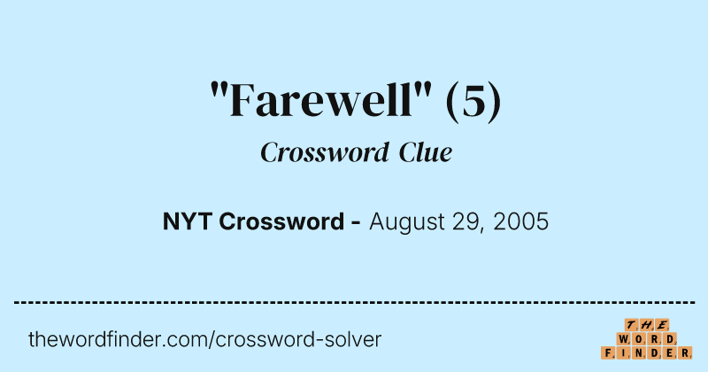 "Farewell" crossword clue image