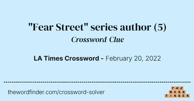 "Fear Street" series author crossword clue image