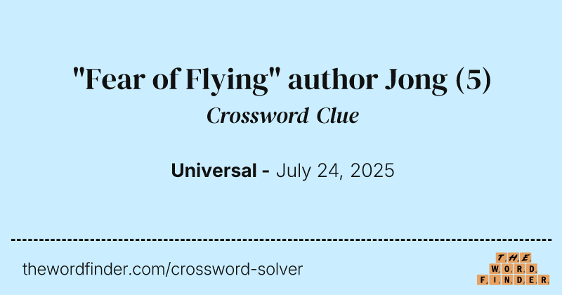 "Fear of Flying" author Jong crossword clue image