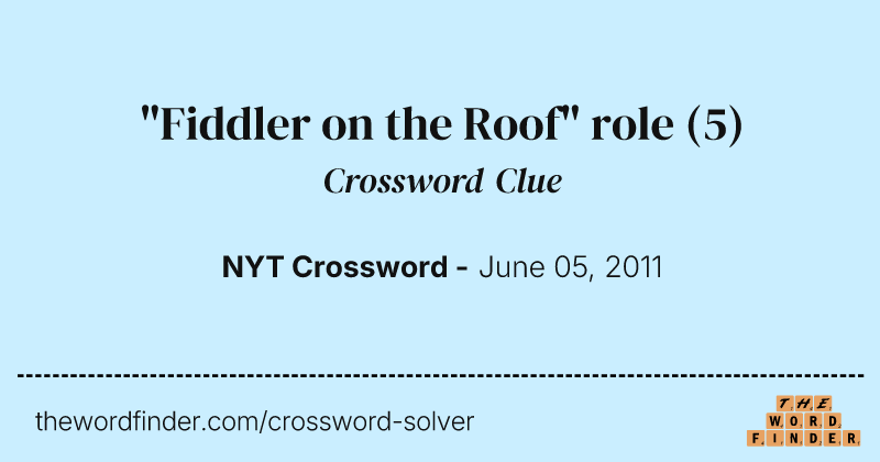 "Fiddler on the Roof" role crossword clue image