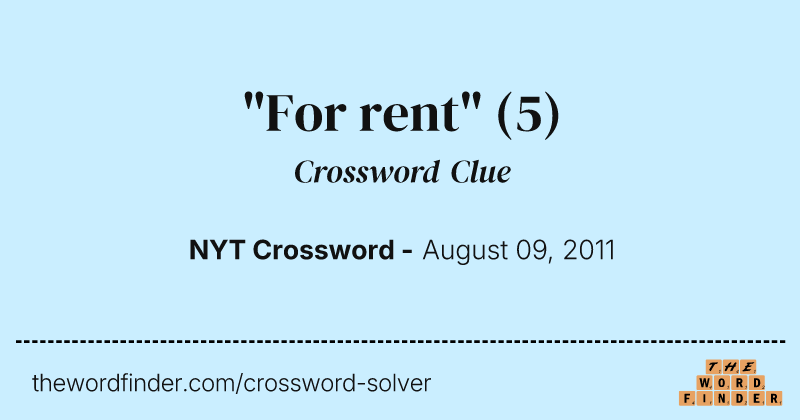 "For rent" crossword clue image