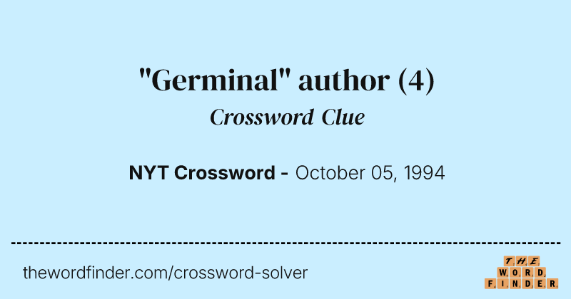 "Germinal" author crossword clue image