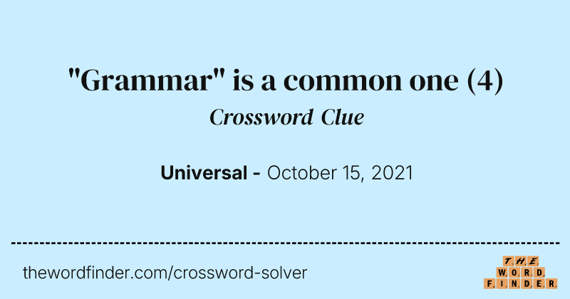 "Grammar" is a common one crossword clue image