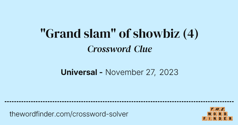 "Grand slam" of showbiz crossword clue image