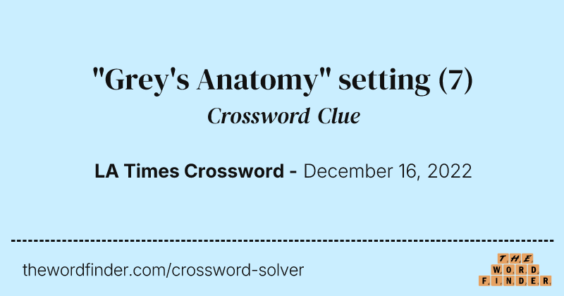 "Grey's Anatomy" setting crossword clue image