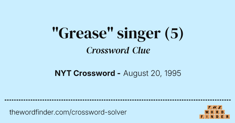 "Grease" singer crossword clue image