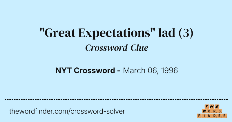 "Great Expectations" lad crossword clue image