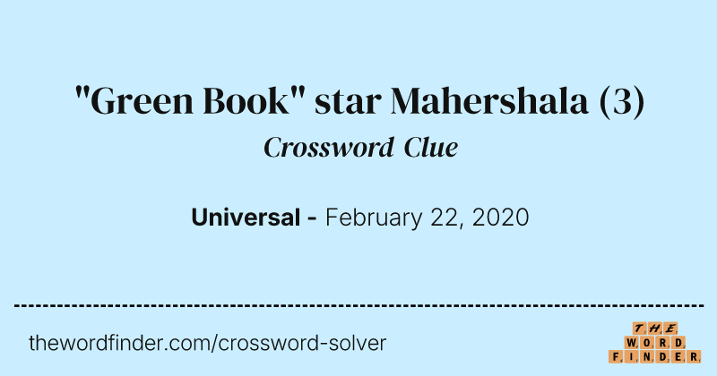 "Green Book" star Mahershala crossword clue image