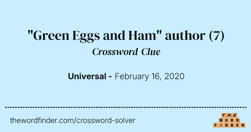 "Green Eggs and Ham" author crossword clue image