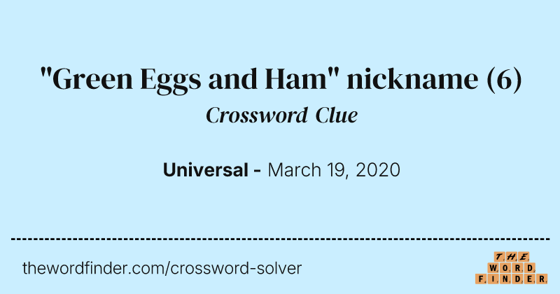 "Green Eggs and Ham" nickname crossword clue image