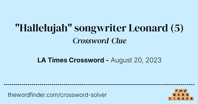 "Hallelujah" songwriter Leonard crossword clue image