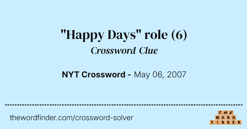 "Happy Days" role crossword clue image