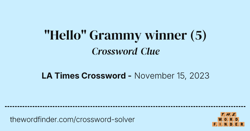 "Hello" Grammy winner crossword clue image