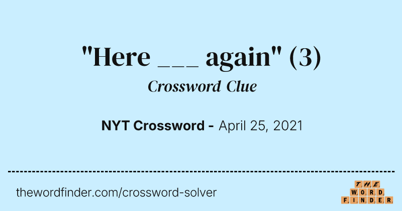"Here ___ again" crossword clue image