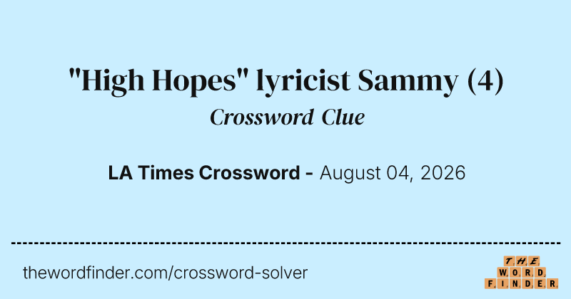 "High Hopes" lyricist Sammy crossword clue image