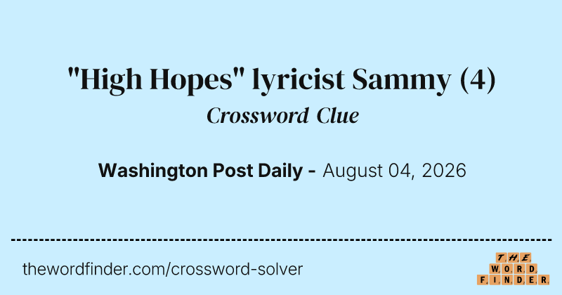 "High Hopes" lyricist Sammy crossword clue image