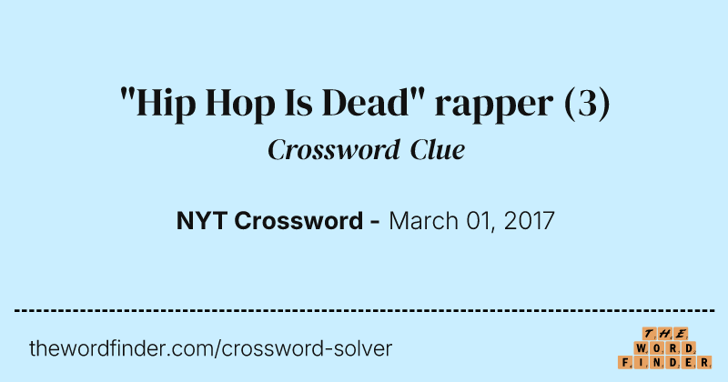 "Hip Hop Is Dead" rapper crossword clue image