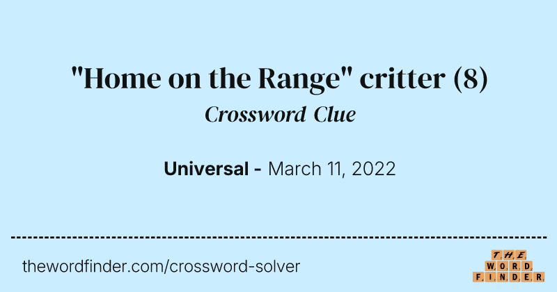 "Home on the Range" critter crossword clue image
