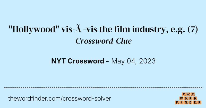 "Hollywood" vis-à-vis the film industry, e.g. crossword clue image