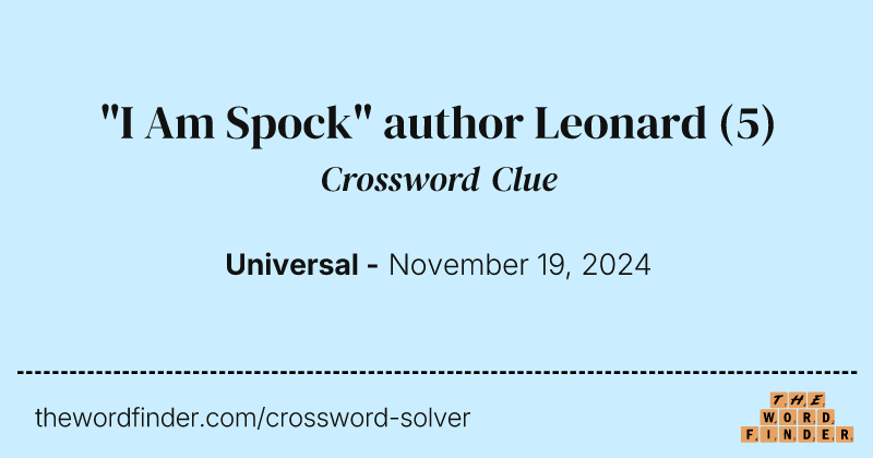 "I Am Spock" author Leonard crossword clue image