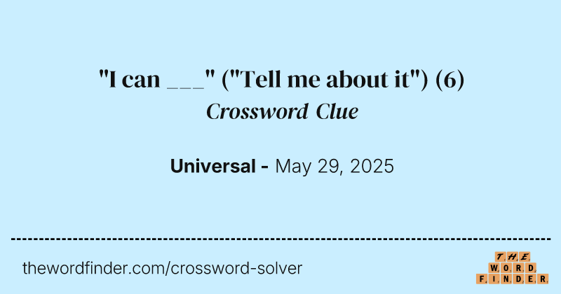 "I can ___" ("Tell me about it") crossword clue image